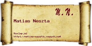 Matias Neszta névjegykártya